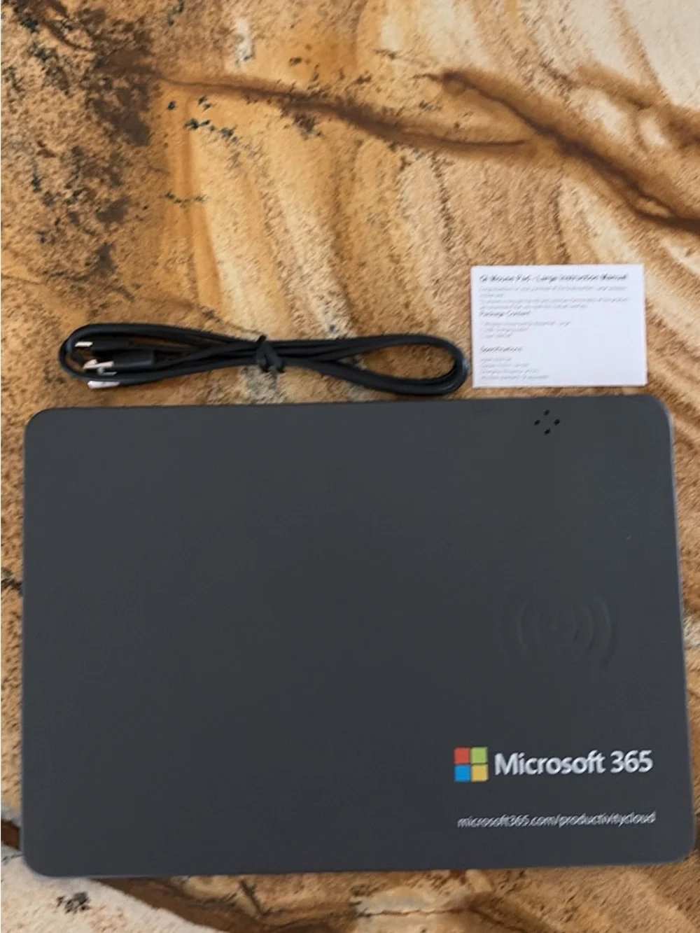 Microsoft 365 Gray Wireless Charging Pad with USB Cable